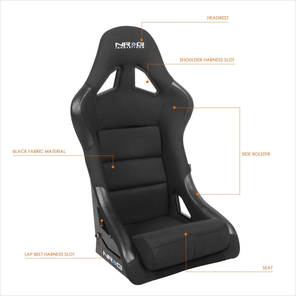 2X Fixed Back Racing Bucket Seat + Side Bracket for NRG Innovation (FRP-330)