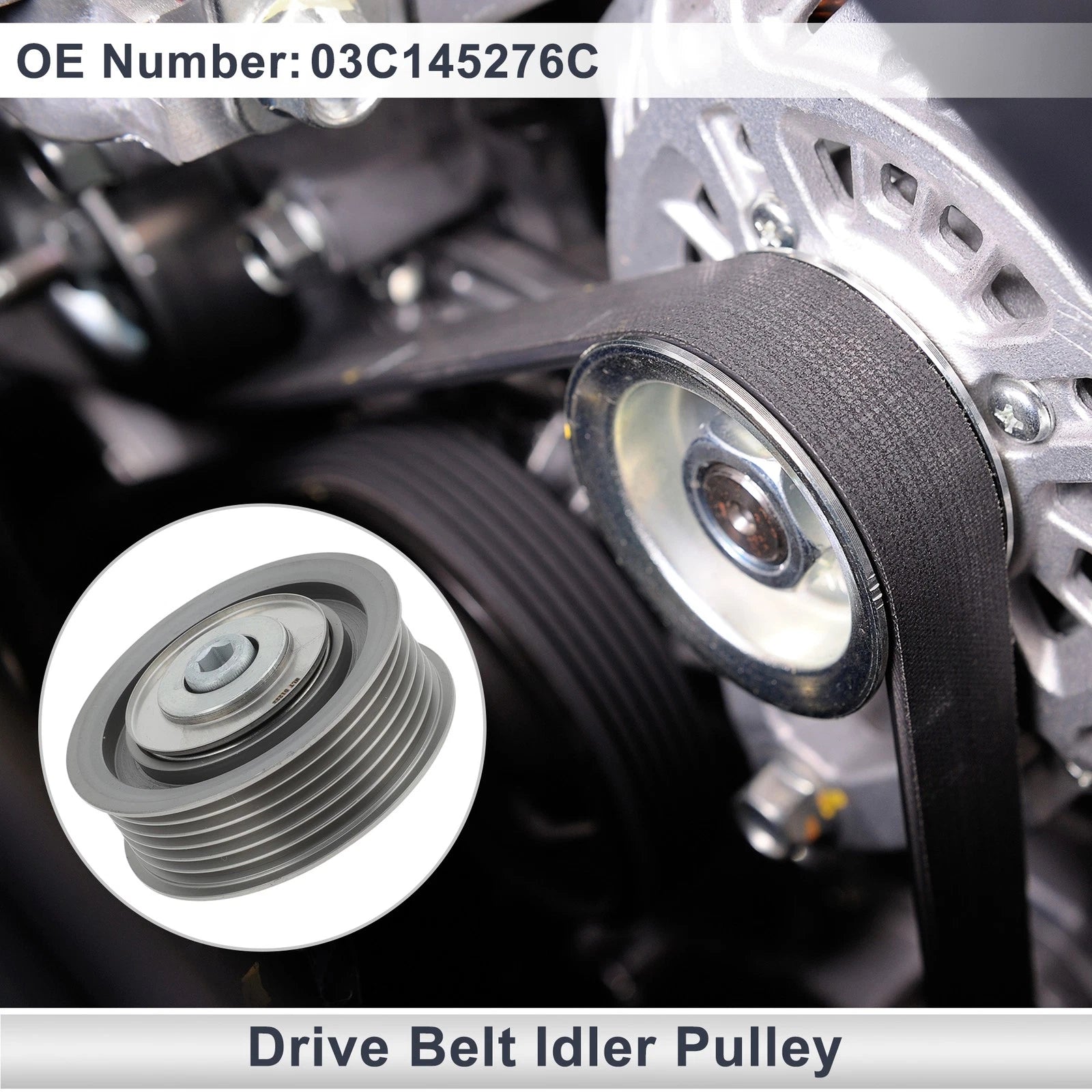 Drive Belt Idler Pulley for Volkswagen Golf (2008–2013) No. 03C145276C Black