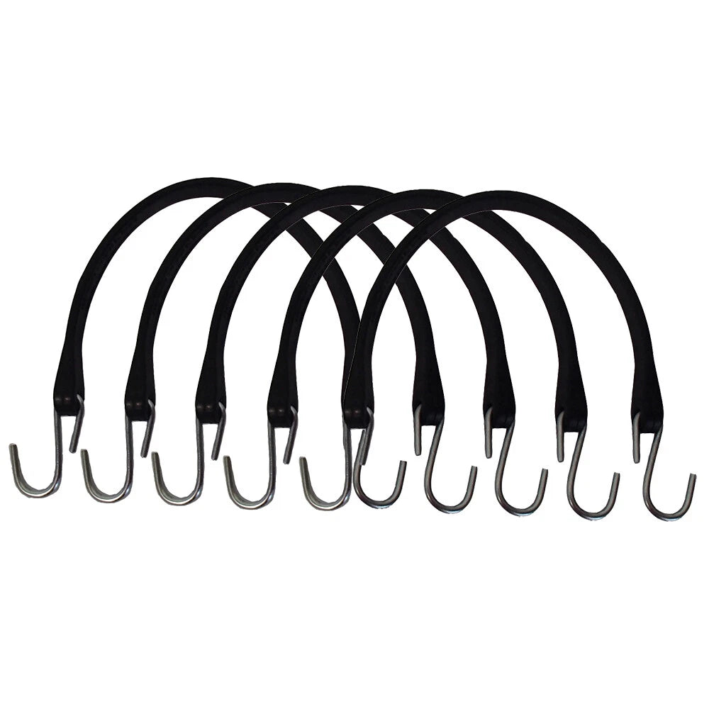 5-Pack 15" Rubber Bungee Cords for Tarp Straps with Hooks
