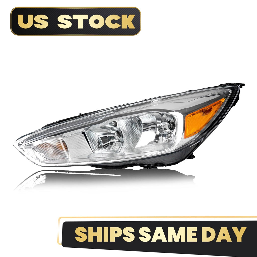 Halogen Headlight for Ford Focus (2015–2018) Chrome Left Driver Side