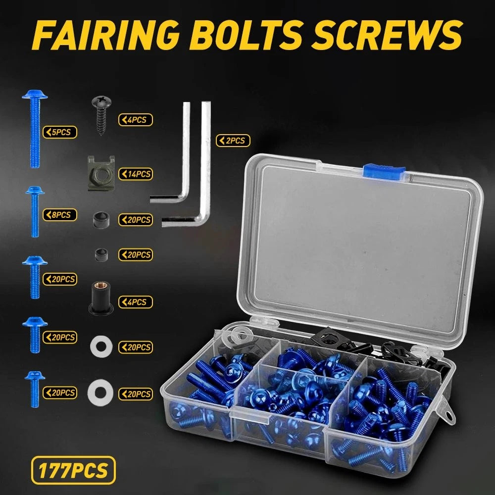 Complete Fairing Bolt Kit for Kawasaki Motorcycle (Blue)