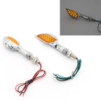Universal Motorcycle Chrome Skeleton Hand LED Turn Signals (Amb)