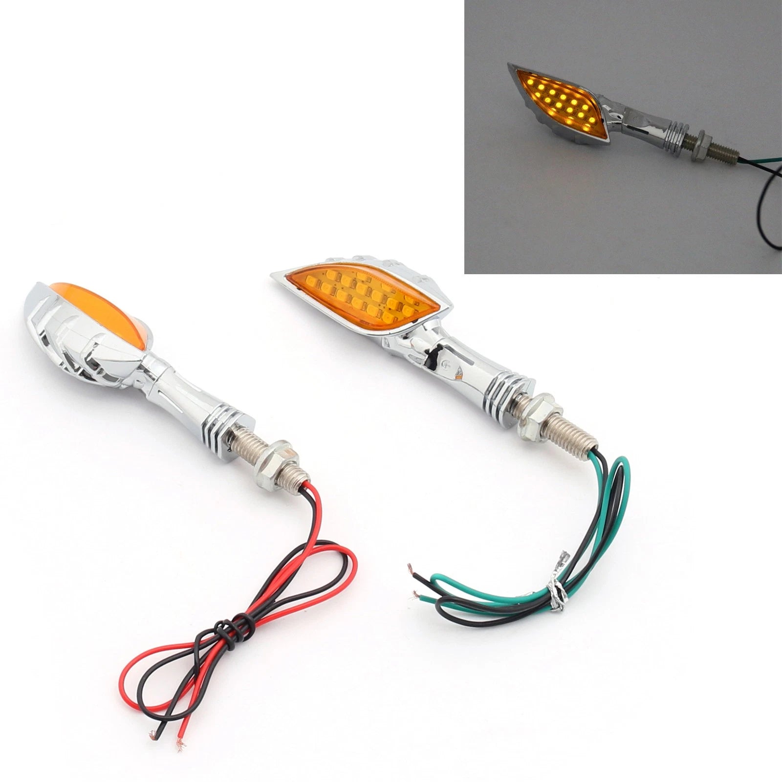 Universal Motorcycle Chrome Skeleton Hand LED Turn Signals (Amb)