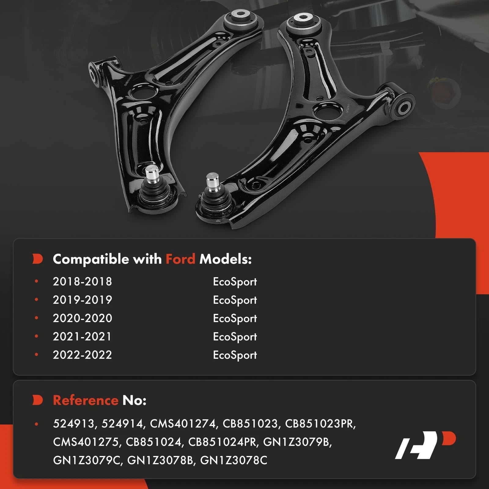 2X Front Lower Control Arm with Ball Joint for Ford EcoSport (2018–2023)