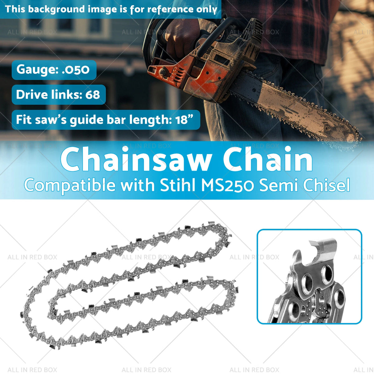 18" Tungsten Carbide Saw Chain for Stihl MS250 (Fits .325" 68 DL)
