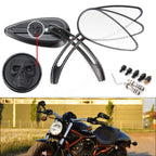 Black Skull Teardrop Mirrors for Harley Touring Dyna Sportster 883 1200 (2010–2023)