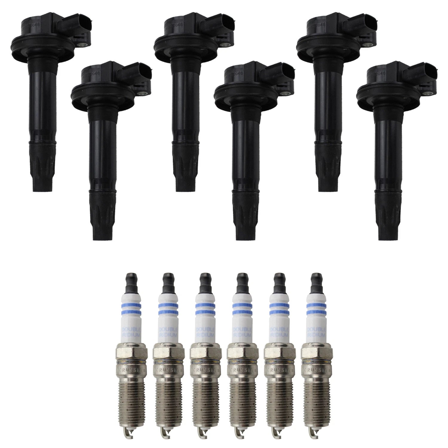 Set of 6 Ignition Coils & Spark Plugs for Ford Edge F-150 Flex V6 (2009–2014)