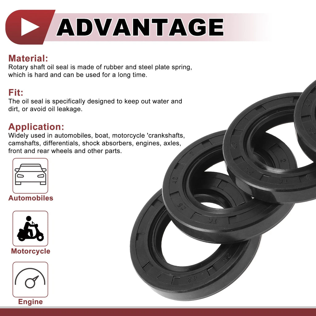 Set of 5 Rotary Shaft Oil Seals for Various Models (25x42x7mm)