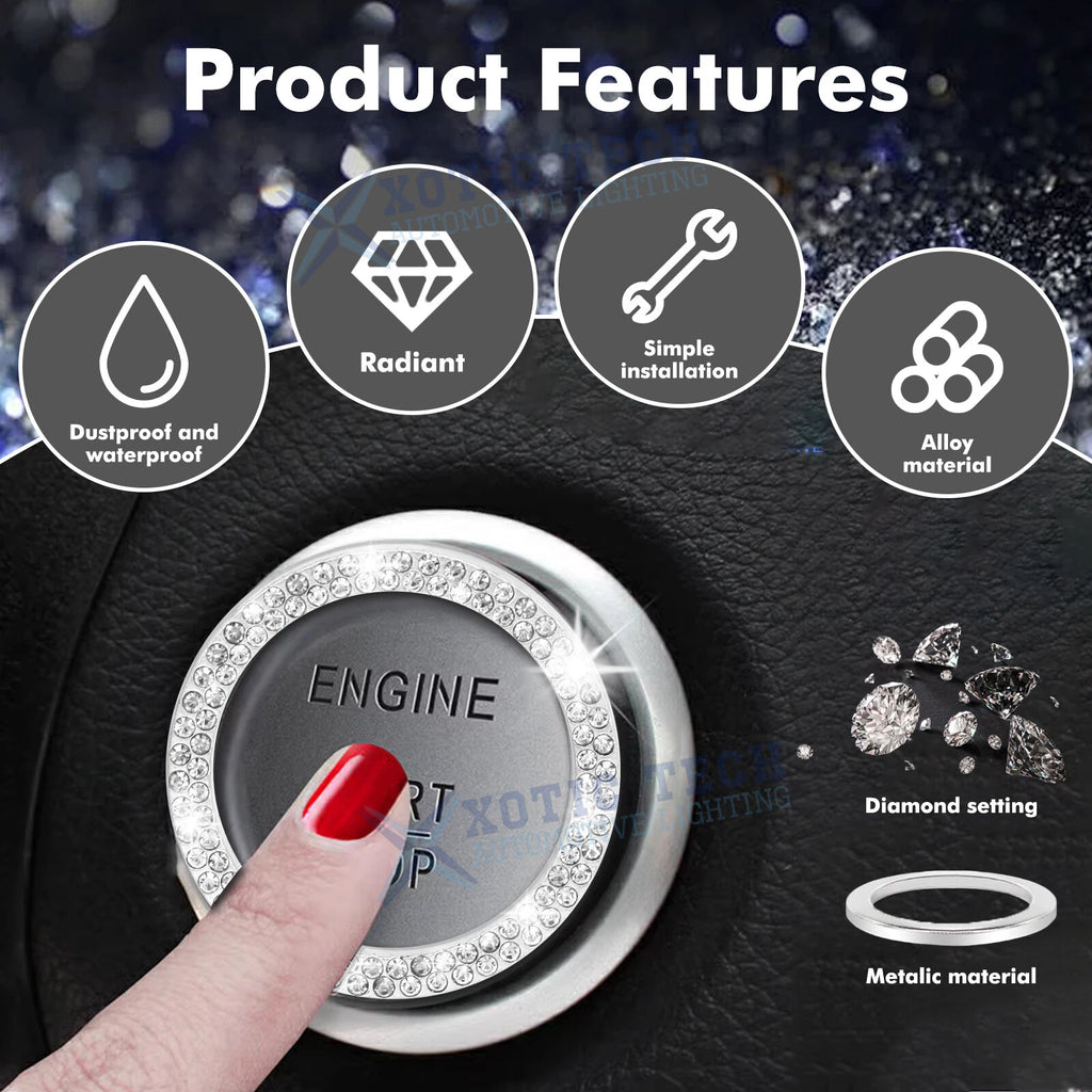 Push Start Button Bling Ignition Ring Sticker for Car Interior (2020-2025)
