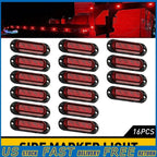 16X Oval 12V-24V LED Clearance Lights Side Marker Lamps for Trailer Truck RV
