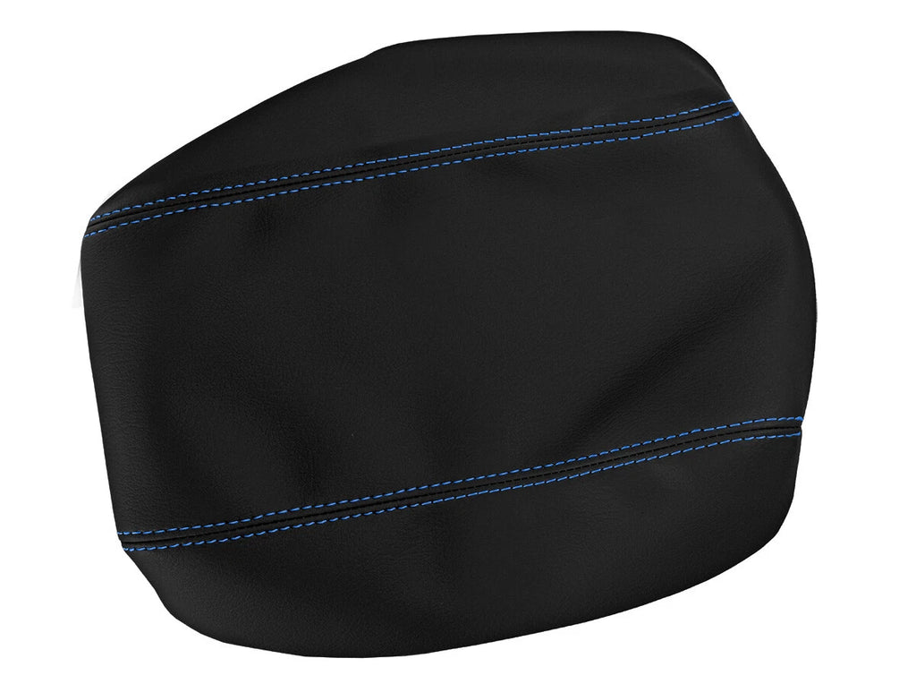 Leather Console Lid Armrest Cover for Subaru Legacy (2010–2014) Blue Stitch