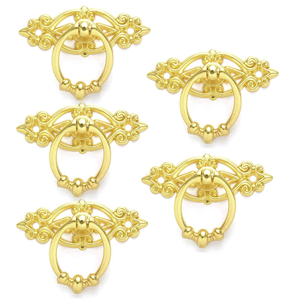 5Pcs Vintage Door Cabinet Drawer Handle Pull Knob Ring Hardware