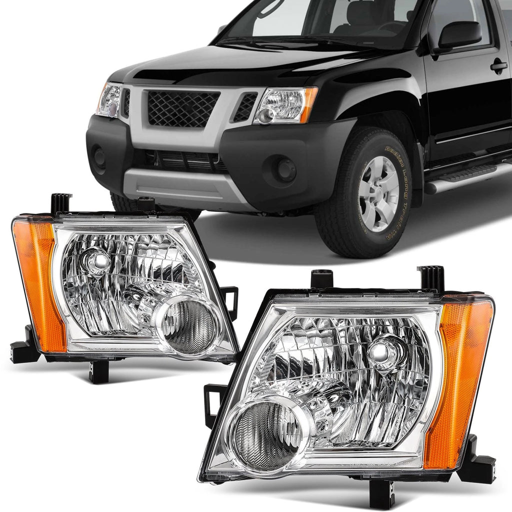 L+R Headlight Assembly for Nissan Xterra (2005–2015) Chrome Housing