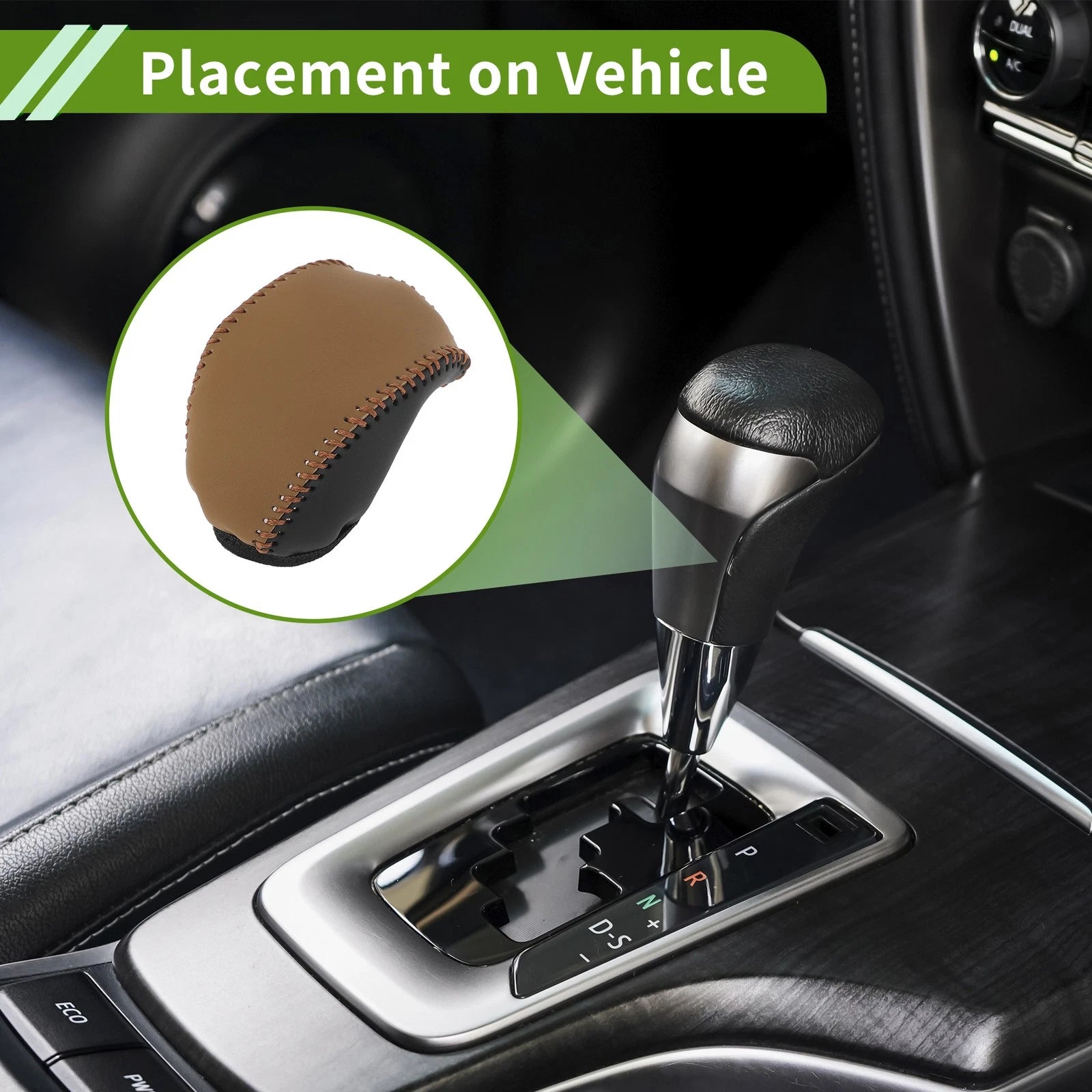 1 Pc Gear Shift Knob Cover for Toyota RAV4 (2019–2024) Black Faux Leather