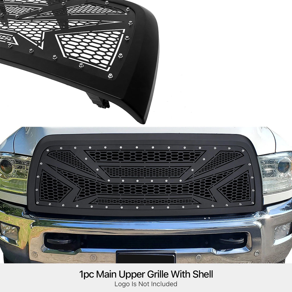 Upper Grille Insert for Ram 2500/3500 (2010-2013) Black Stainless Laser Cut