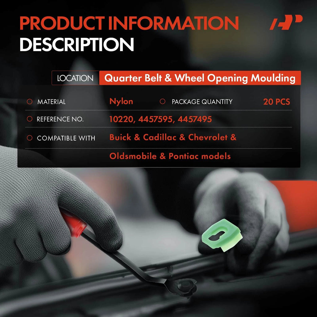 Quarter Belt & Wheel Opening Moulding Retainer Clips for GM Buick (2010–2017)