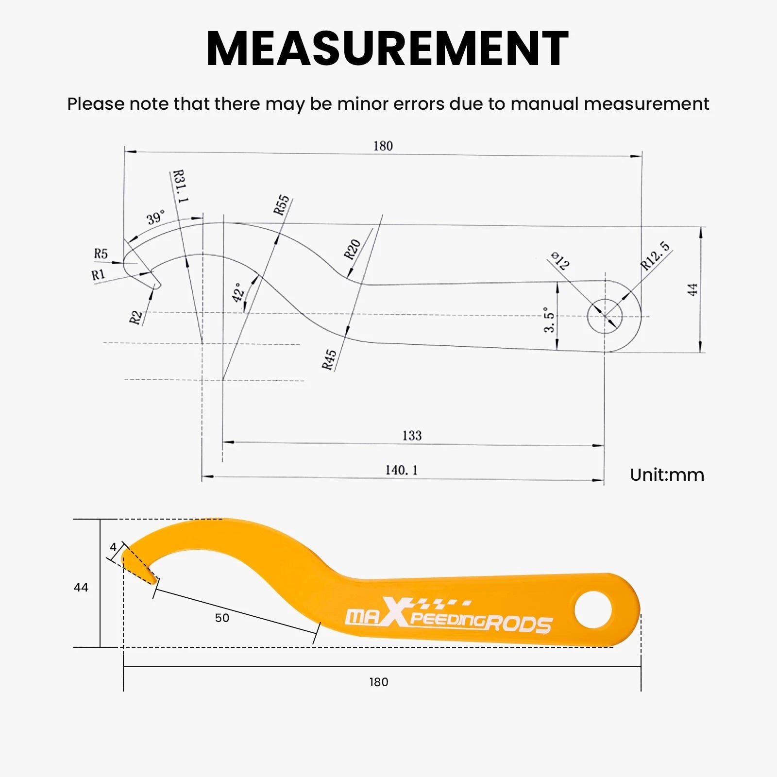 2X Steel Coilover C Spanners Hook Wrench for Universal Applications