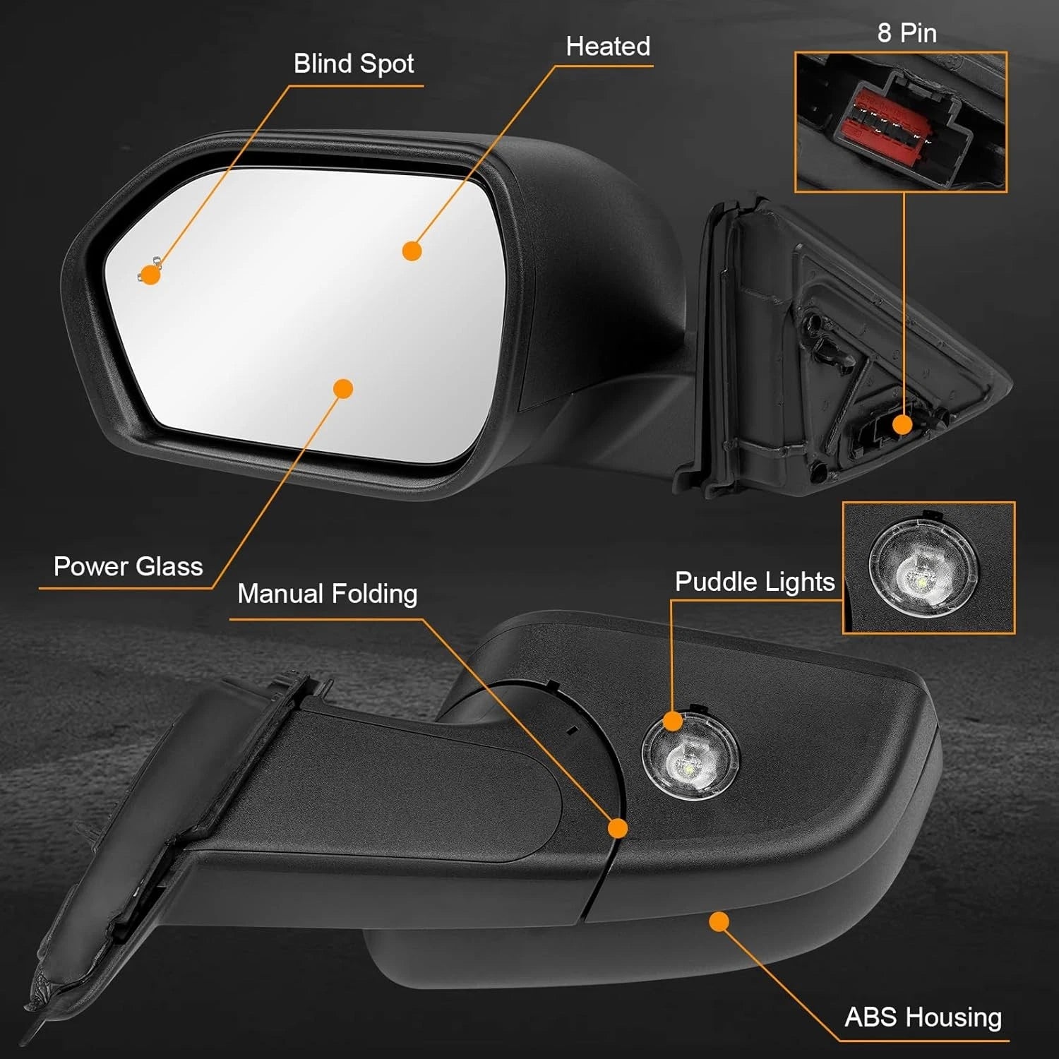 Left Mirror for Ford Explorer (2020–2024) Power Heated Blind Spot Puddle Light