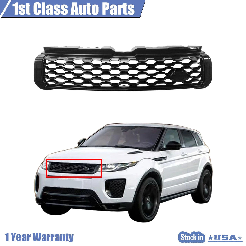 Front Black Honeycomb Mesh Grille for Land Rover Range Rover Evoque (2016–2018)