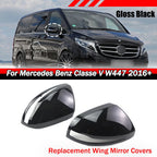 2X Gloss Black Side Wing Mirror Cover Caps for Mercedes Benz V-Class (2016–2023)