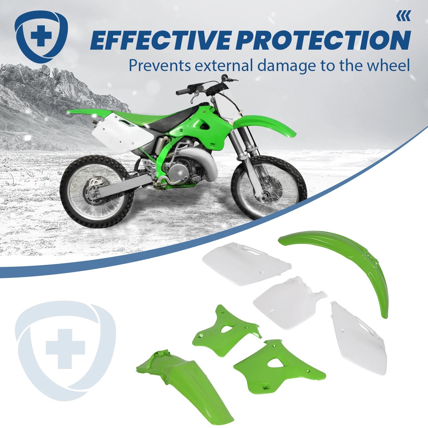 7PCS Plastics Kit Bodywork Fairing for Kawasaki KX125 KX250 (1994–1998)