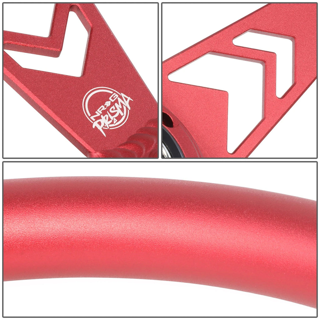 330mm 1" Dish Steering Wheel for NRG 3-Spoke (All Aluminum, Red)