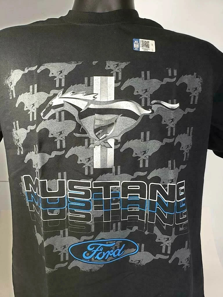 Ford Mustang T-Shirt Black Running Pony Script (2005–2020)