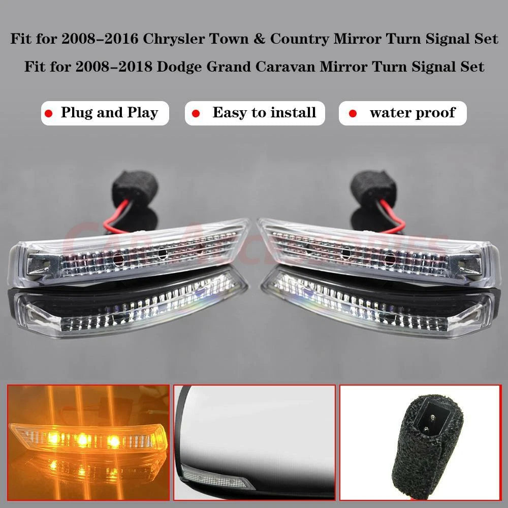 2X LED Mirror Turn Signal Lights for Chrysler Town & Country (2008–2016)
