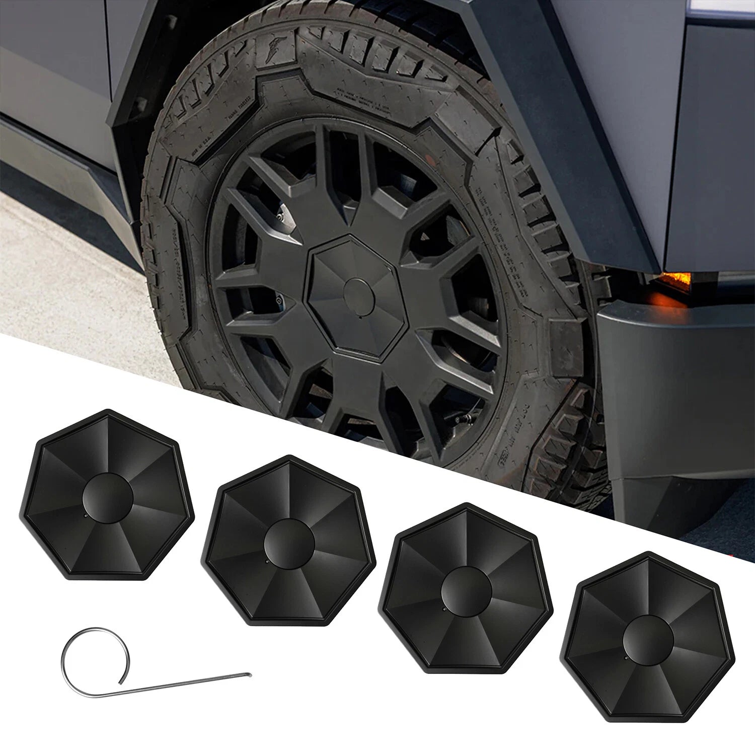 Set of 4 Wheel Hub Center ABS Caps for Tesla Cybertruck (2023–2024)
