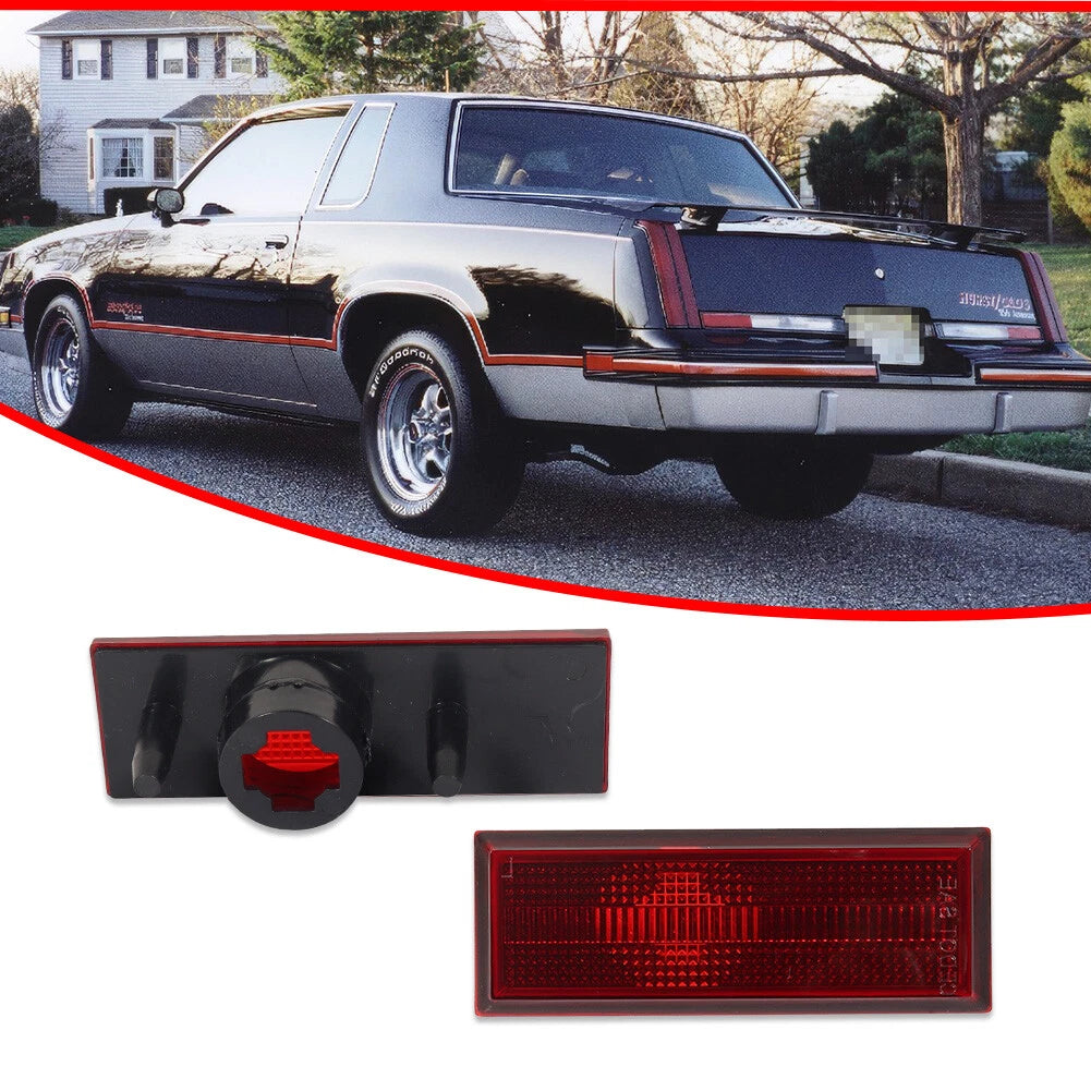 2X Red Lens Rear Bumper Side Marker Lights for Oldsmobile Cutlass (1981–1988)