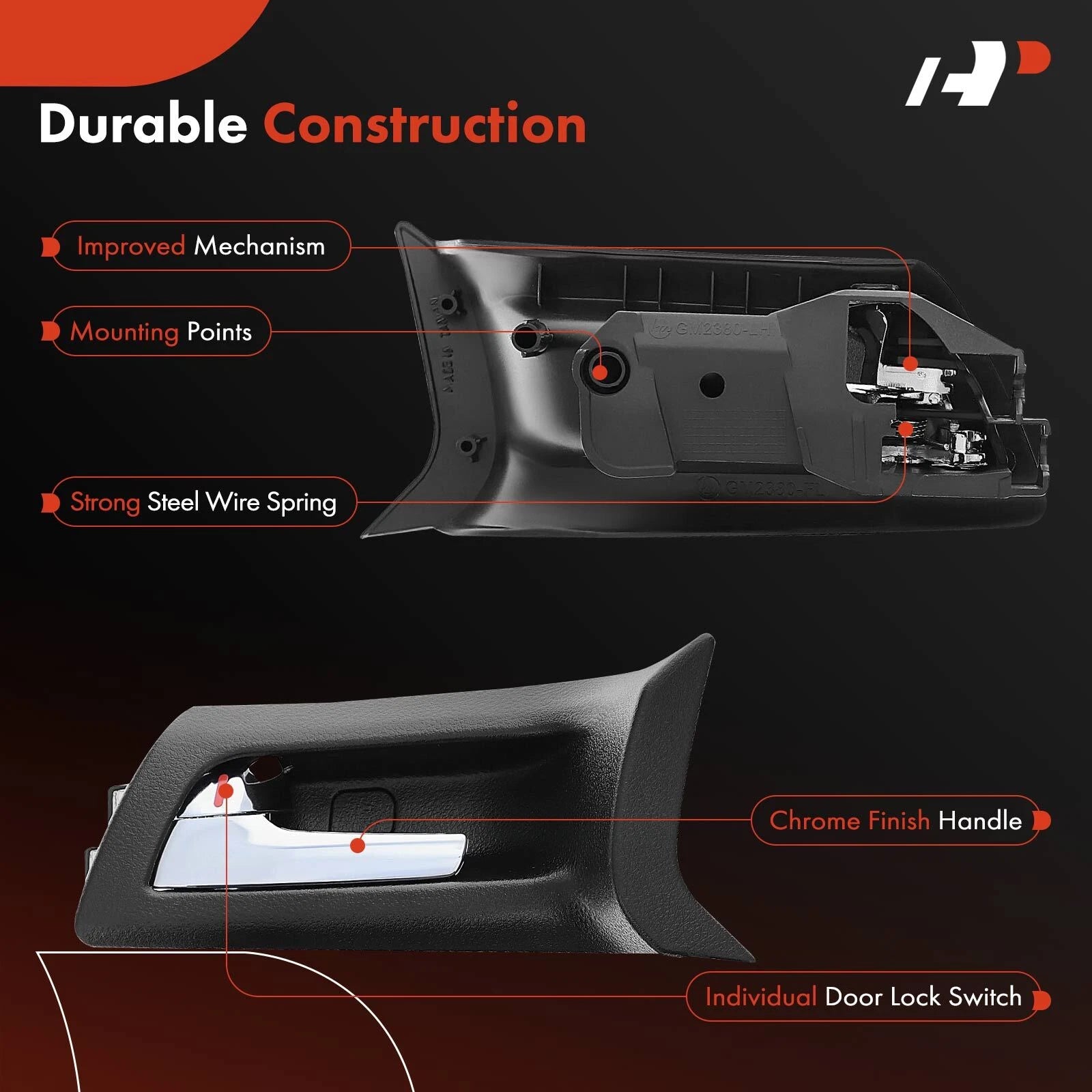Front Interior Door Handle (2) for Pontiac G8 2008–2009 Sedan (4-Door)
