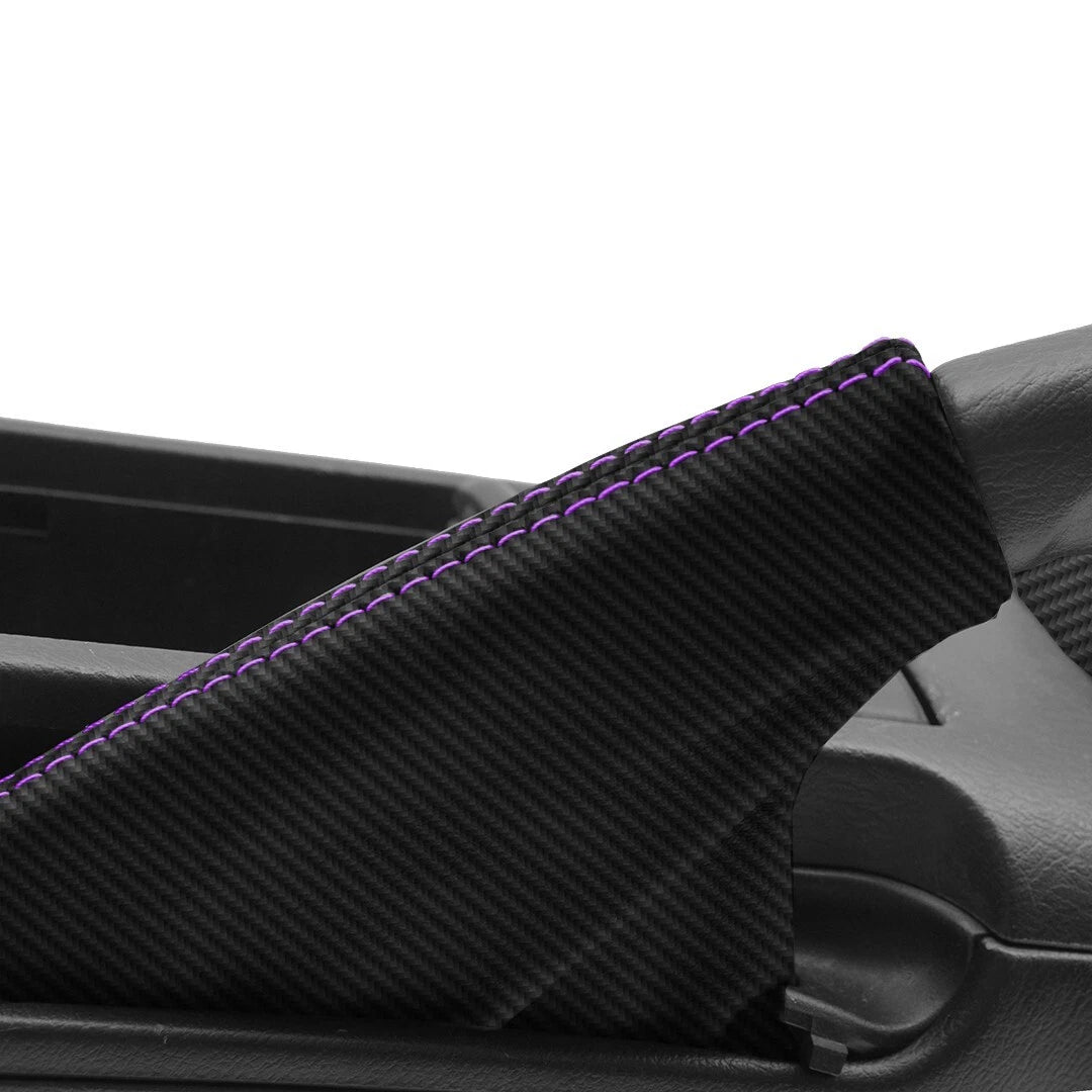 E Brake Boot for Honda Prelude (1997–2001) Carbon Fiber Black Purple Stitch