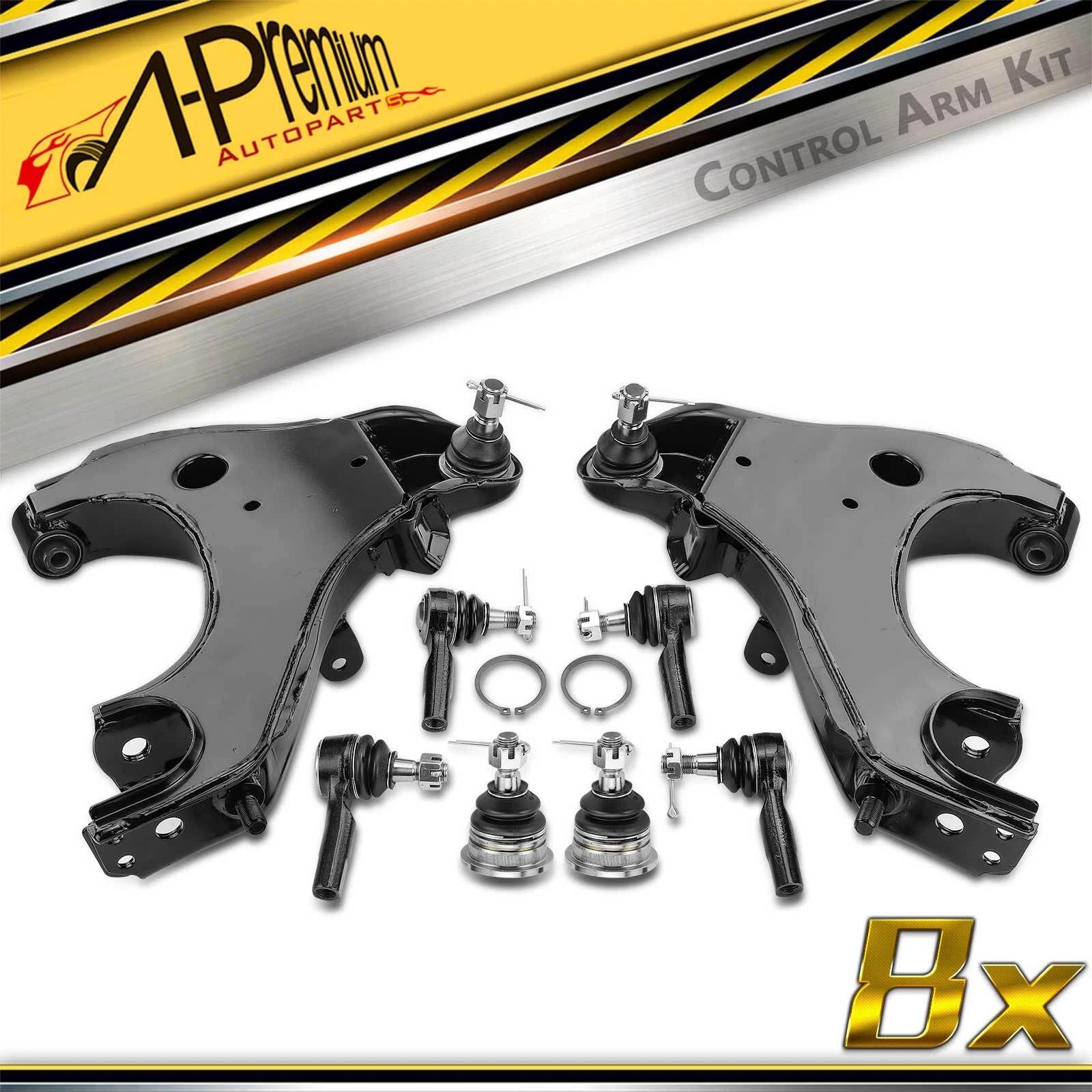 Set of 8 Front Control Arm, Ball Joint & Tie Rod End for Nissan Frontier 