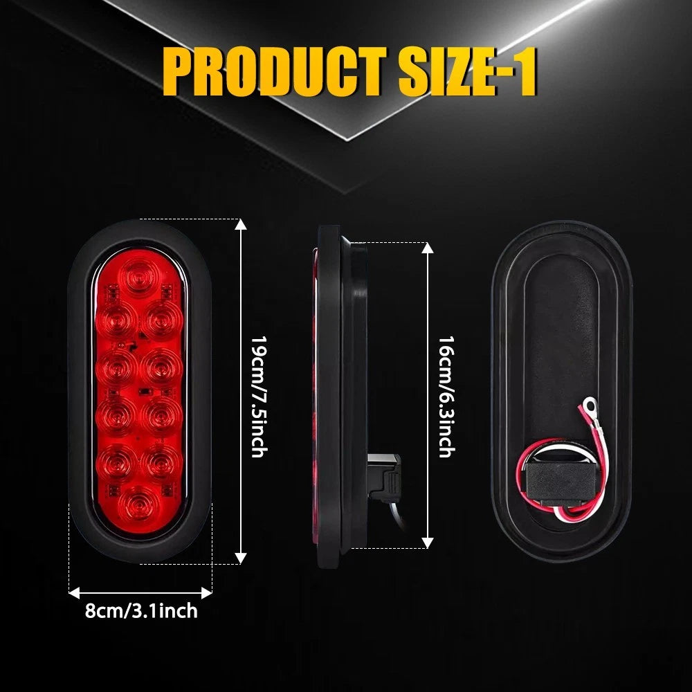 2X 6 Inch Red LED Trailer Light for Universal Use