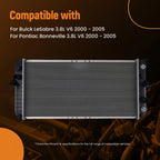 Radiator for Pontiac Bonneville Buick LeSabre 2000–2005 3.8L V6 2347 Aluminum Core
