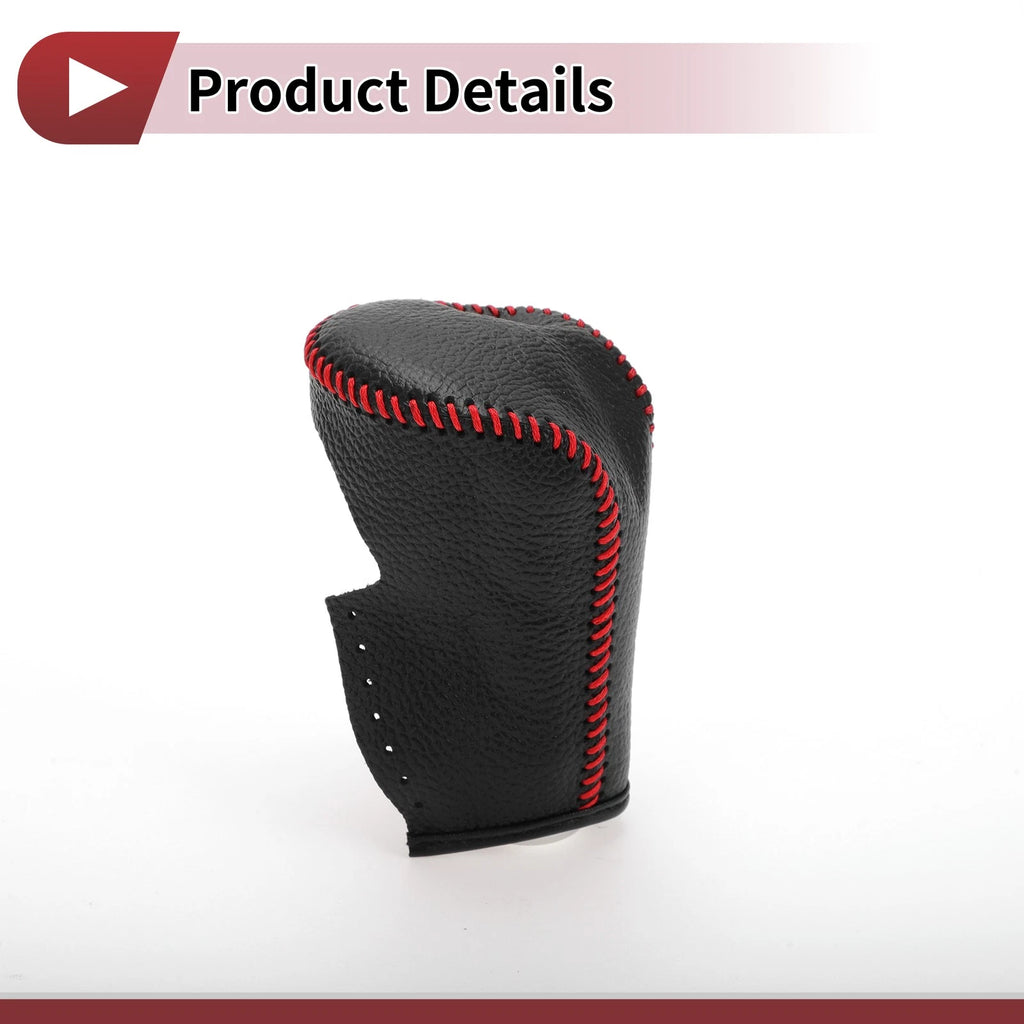 Gear Shift Knob Cover for Honda Accord (2008–2012) Pebbled Black Red Faux Leather