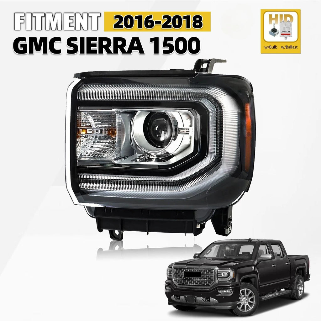HID/Xenon Headlight Assembly for GMC Sierra 1500 (2016–2018) W/ Bulb Driver Left