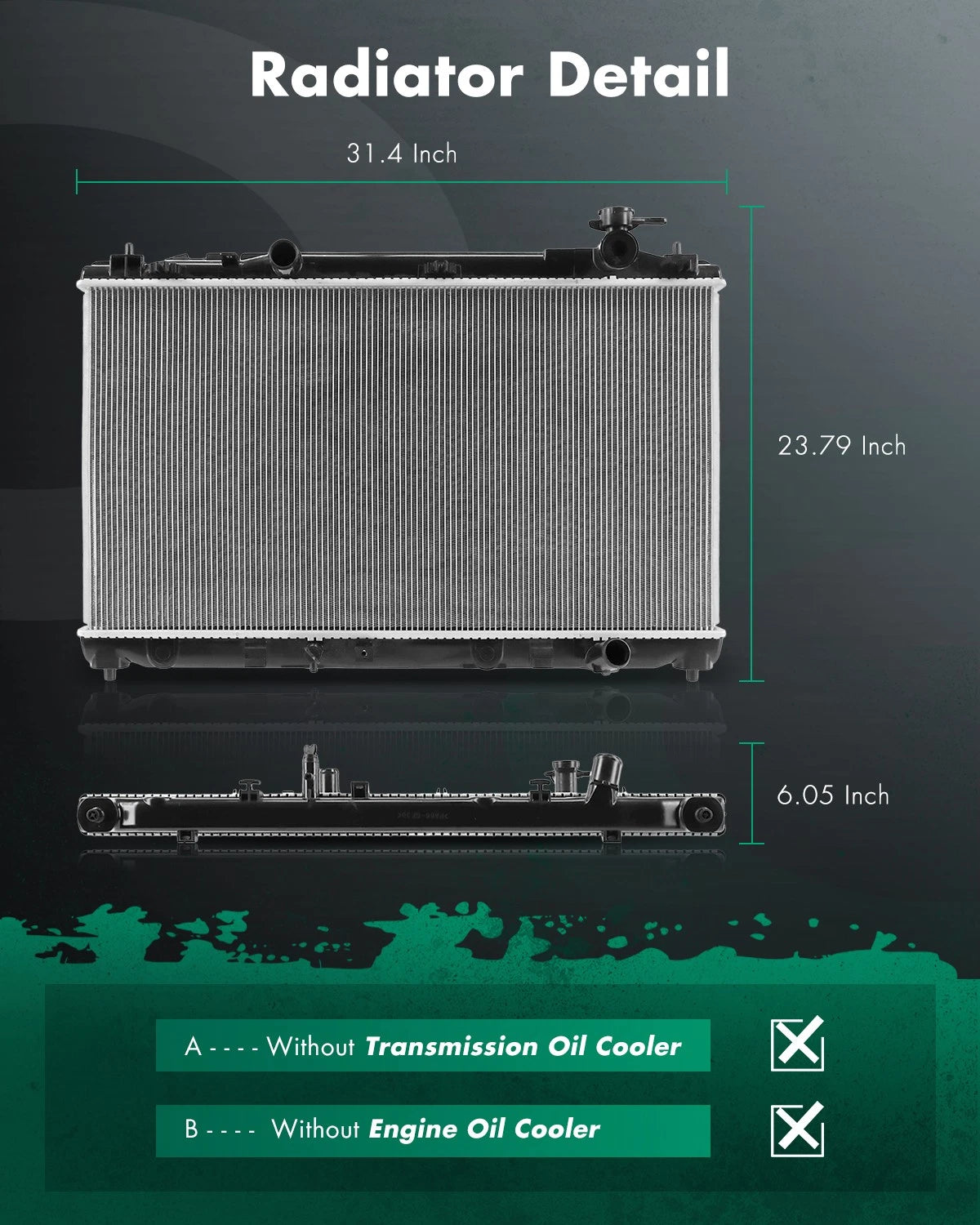 Aluminum Radiator for Toyota Camry LE SE XLE (2010–2011) 2.5L L4