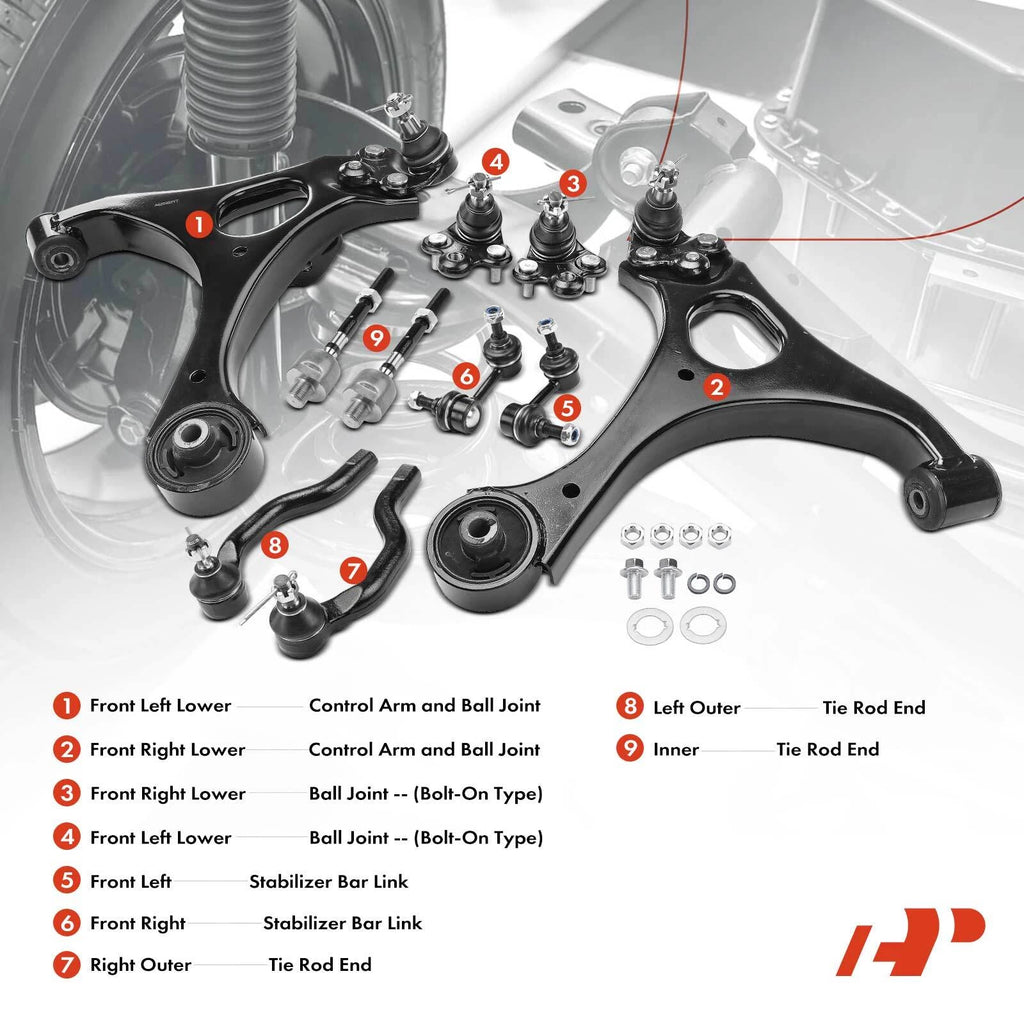 10x Front Lower Control Arm Tie Rod Sway Bar Link for Honda Civic (2006–2011)