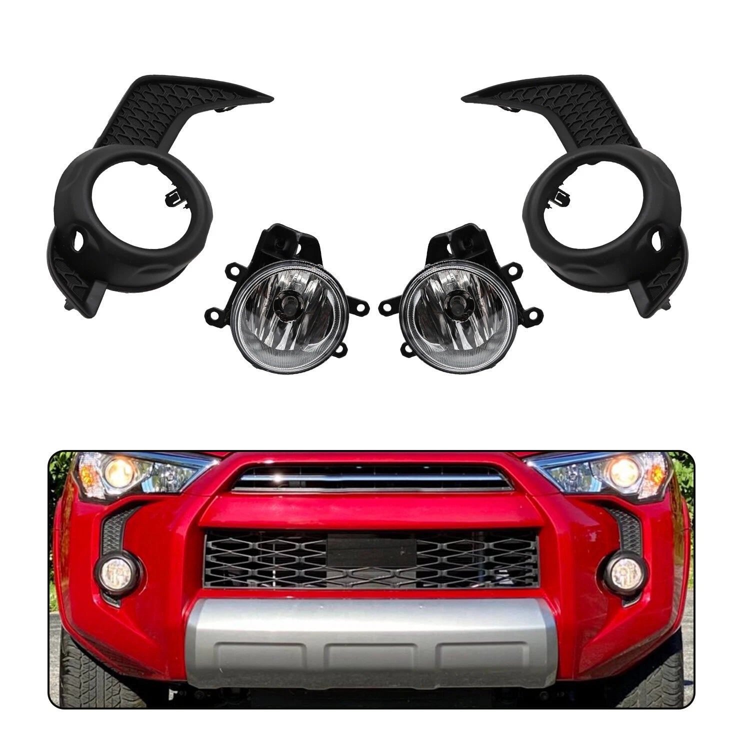 Fog Lights + Bezel Trim Surround Covers for Toyota 4Runner (2014–2020)