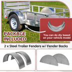 Set of 2 Single Axle Trailer Fenders for 14" 15" 16" Wheels