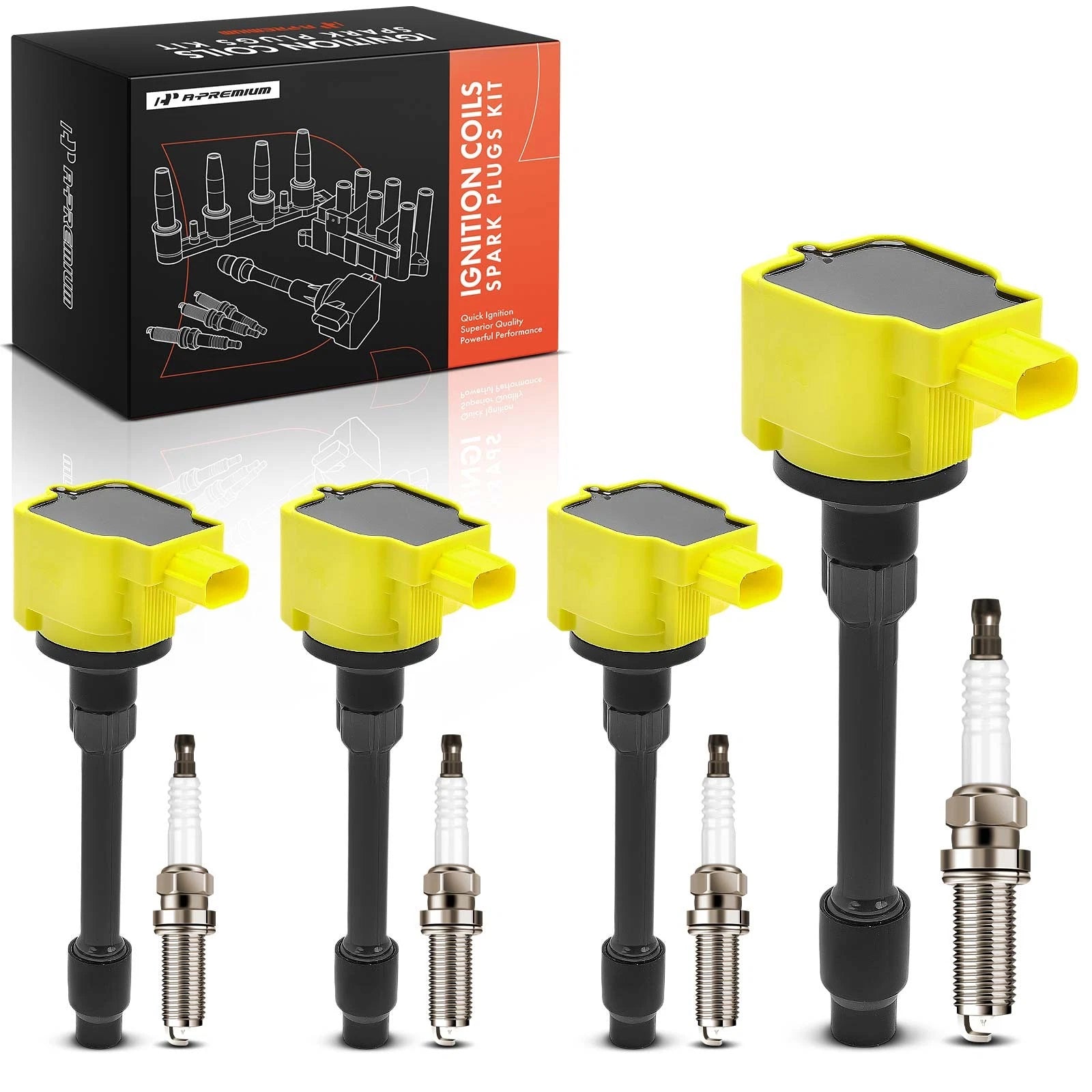 Set of 4 Ignition Coils & 4 Iridium Spark Plugs for Honda Civic (2016–2021)