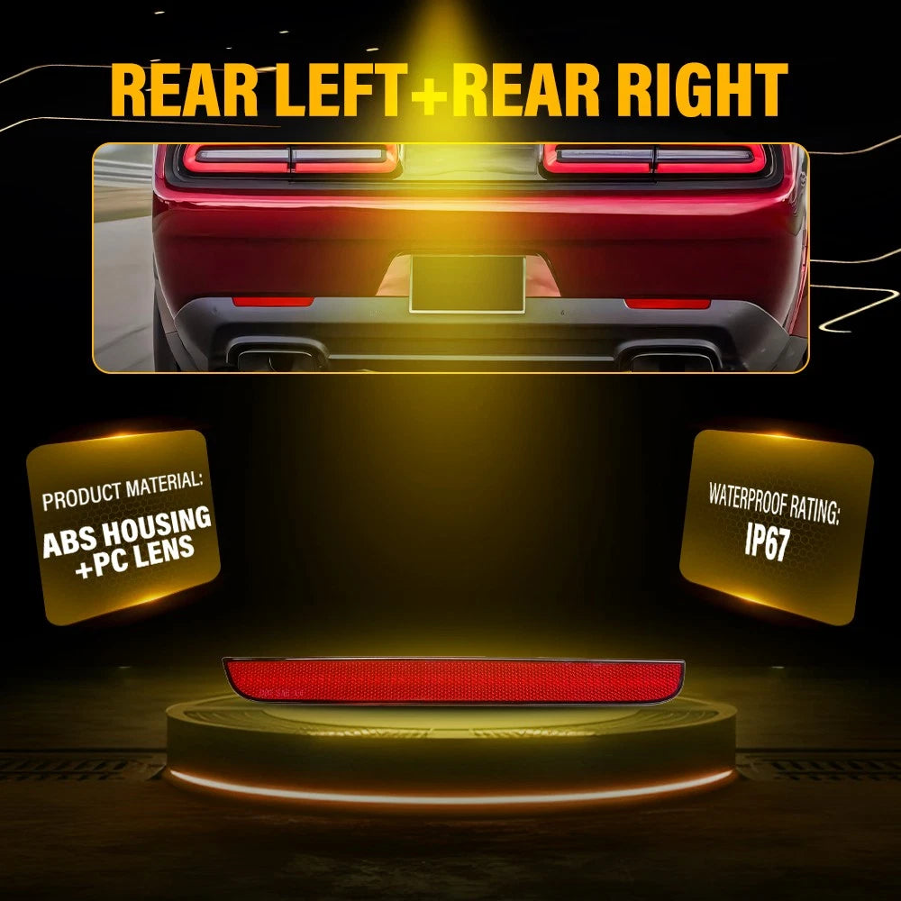 2X Red LED Rear Bumper Reflector Light for Dodge Challenger (2015–2022) EXV