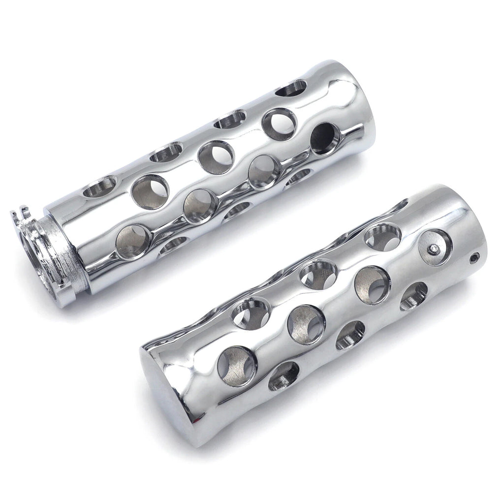 25mm Chrome Slotted Hand Grips for Harley Road King/Street Glide/Fat Boy