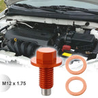 M12 x 1.75 Magnetic Oil Drain Plug for Universal Applications (Aluminium, Orange)
