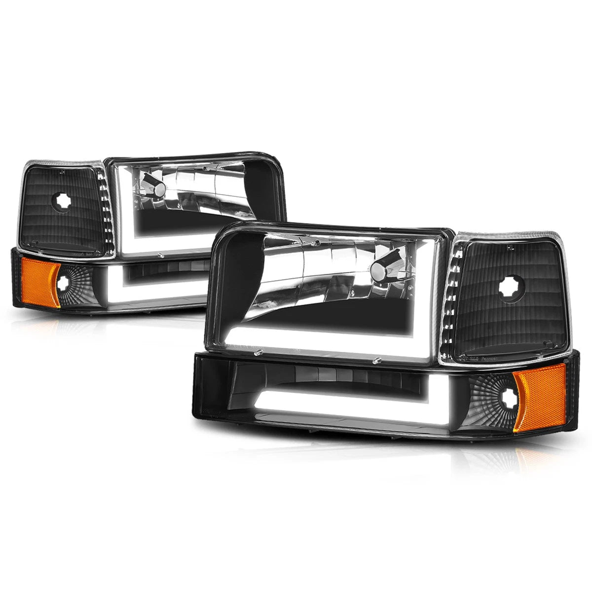 6Pcs Dual L-Shape LED DRL Bumper Headlight for Ford F150-F350 (1992–1996)