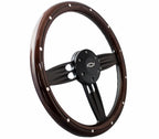 14 Inch Black Wood Steering Wheel with Bowtie Horn for 1969-1994 Camaro