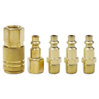 Set of 5 Brass Quick Coupler Air Hose Line End Connectors 1/4" for Compressor