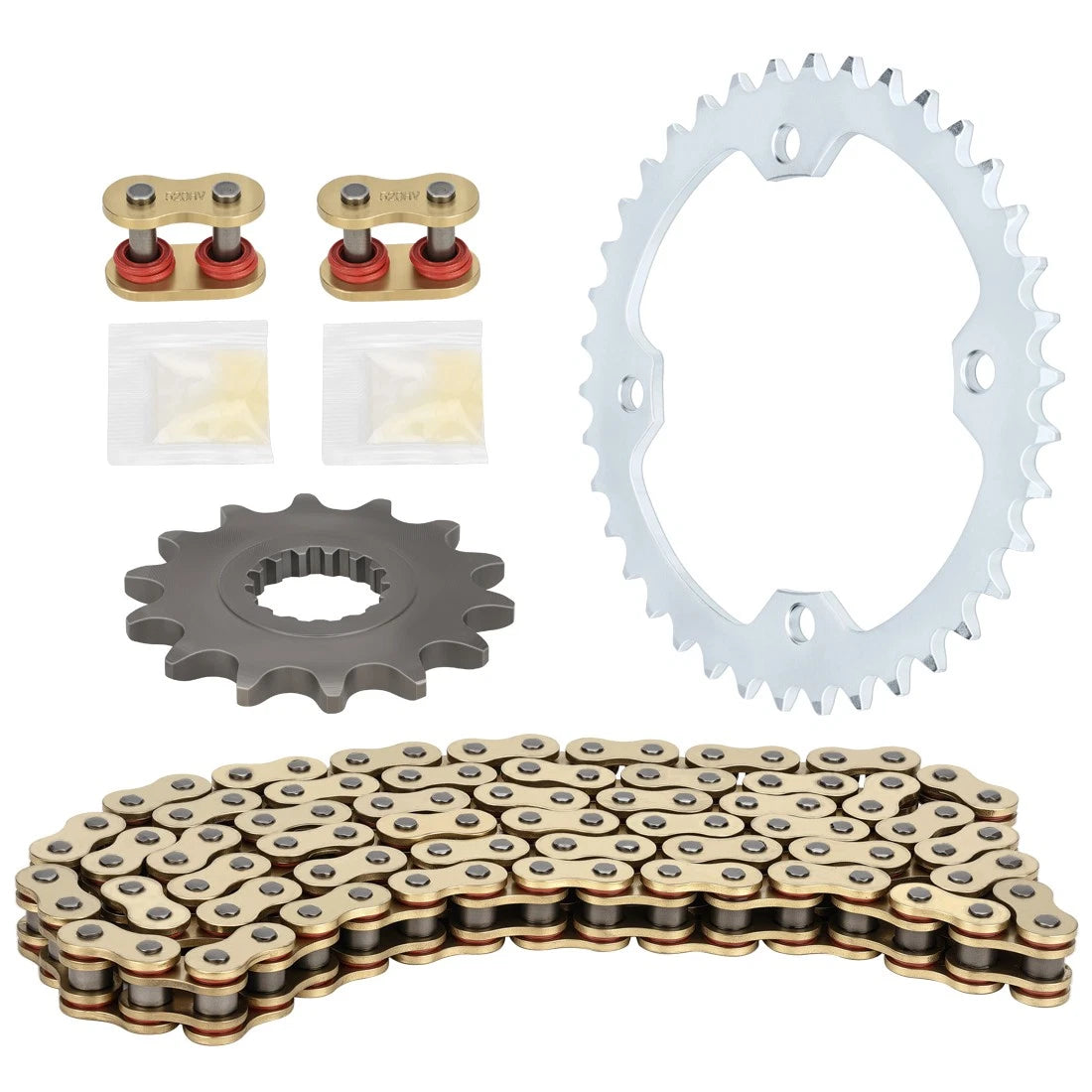 Gold Drive Chain + Drive Sprocket for Yamaha Raptor 700 (2006–2024)