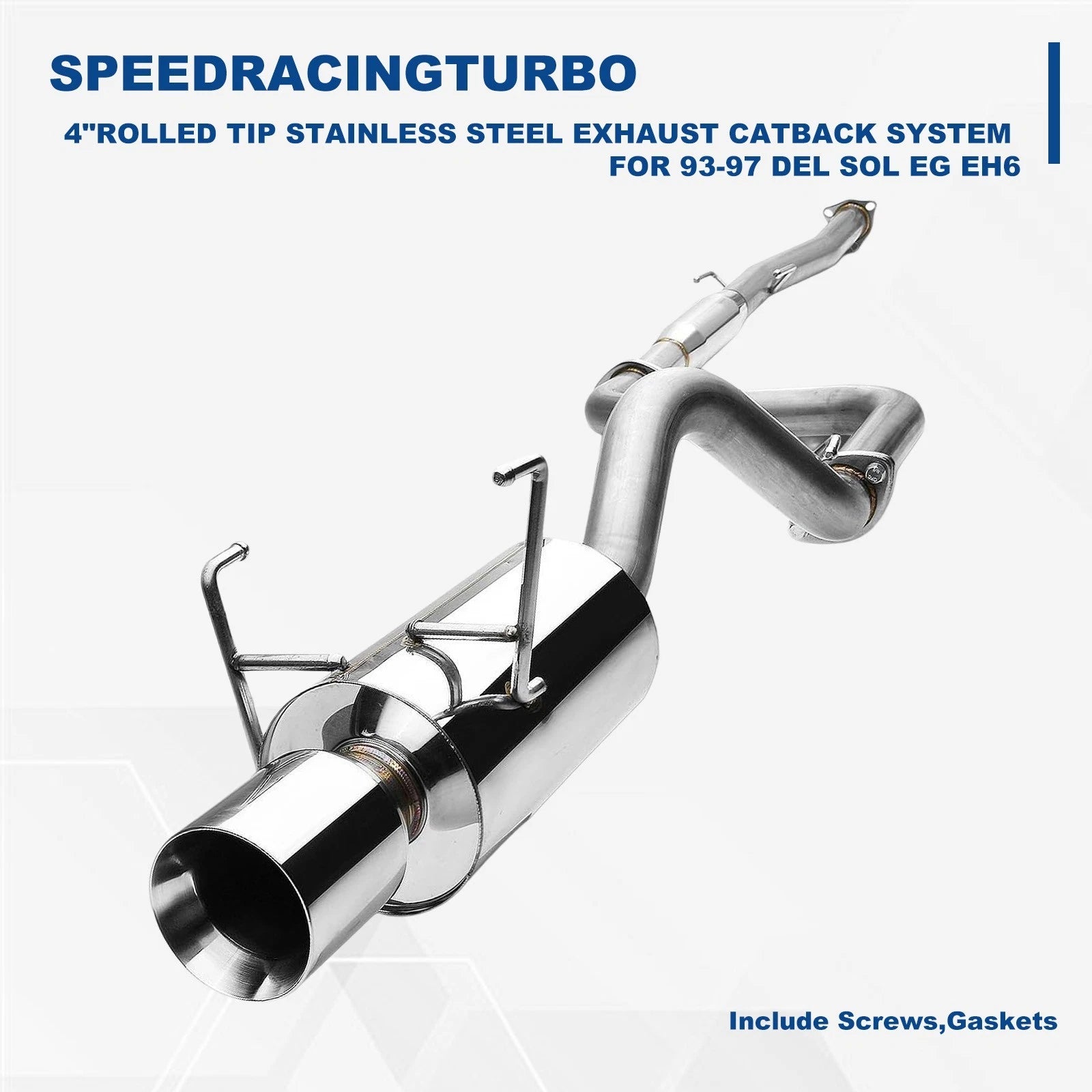 Stainless Steel Catback Exhaust System for Honda Del Sol (1993–1997) 4" Tip